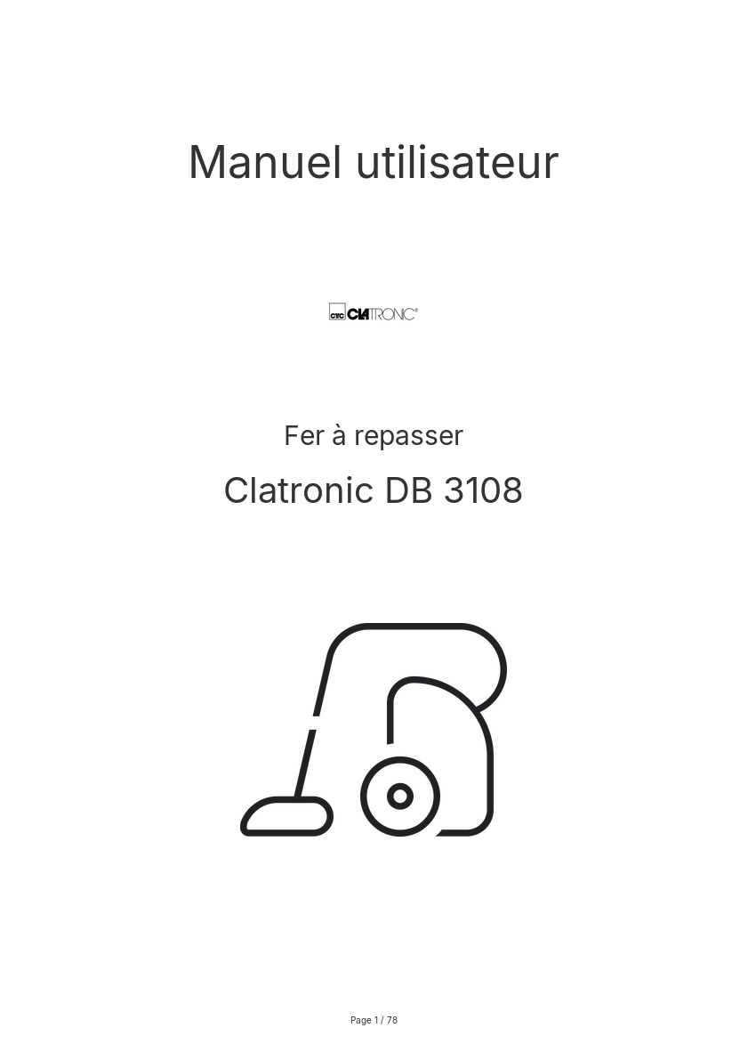 Image de la première page du manuel de l'appareil DB 3108