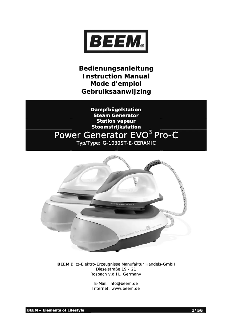 Page 1 de la notice Manuel utilisateur BEEM Power Generator EVO3 Pro-C