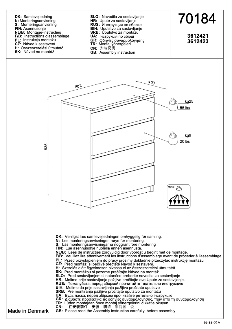 Page n°1 - Manuel utilisateur JYSK Tranbjerg (81x94x40)
