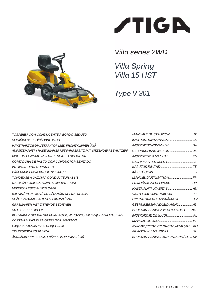 Page n°1 - Manuel utilisateur Stiga Villa 15 HST