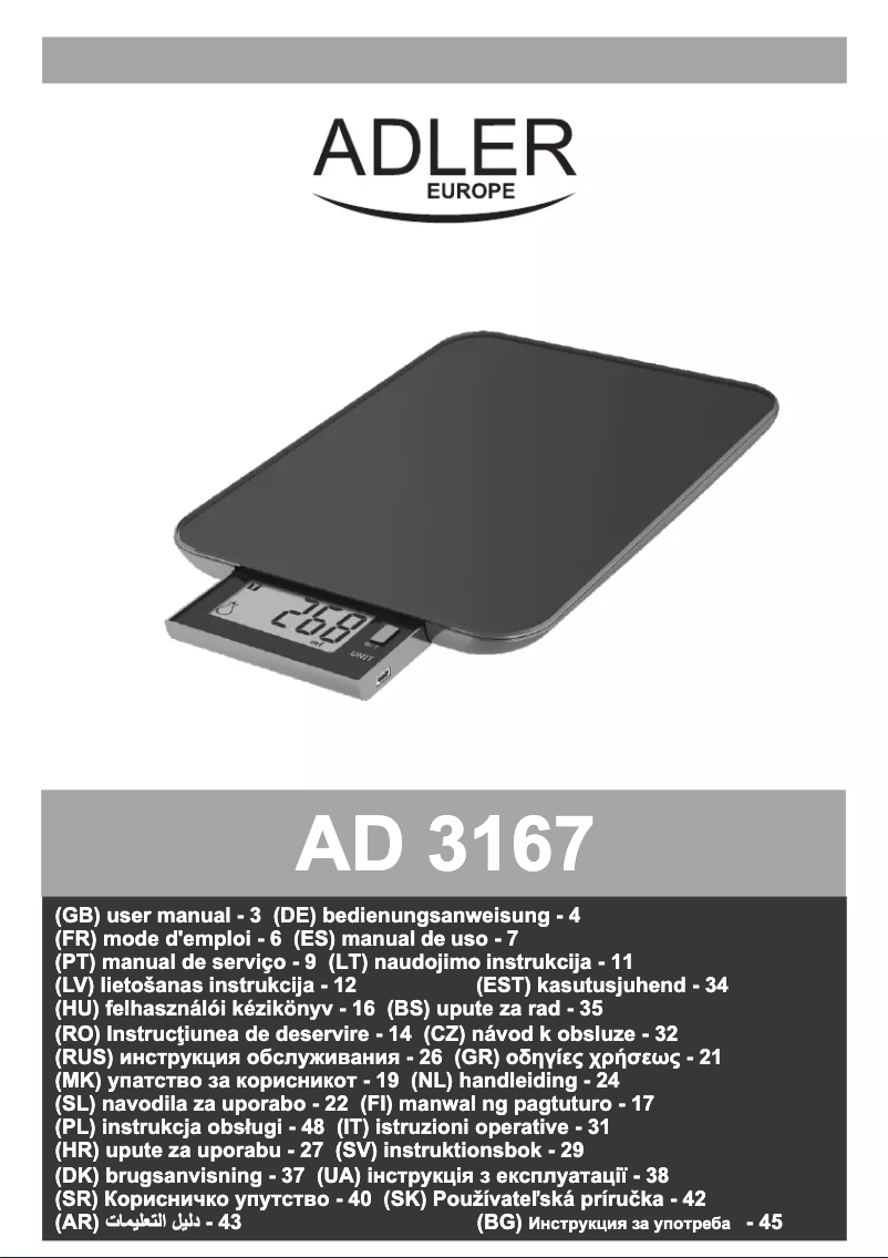 Page n°1 - Manuel utilisateur Adler AD 3167