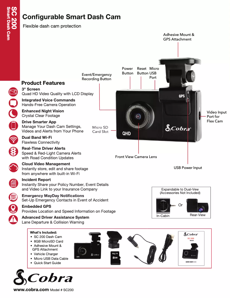 Página 1 del manual Ficha técnica Cobra SC200