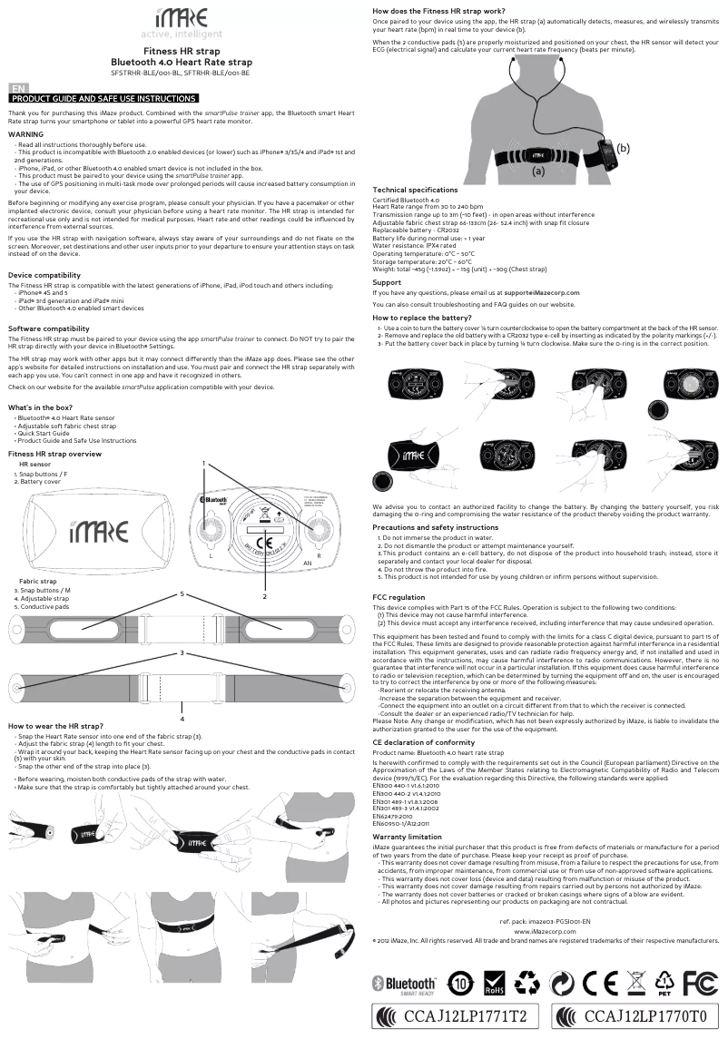 Page 1 de la notice Manuel utilisateur iMaze Fitness HR Strap