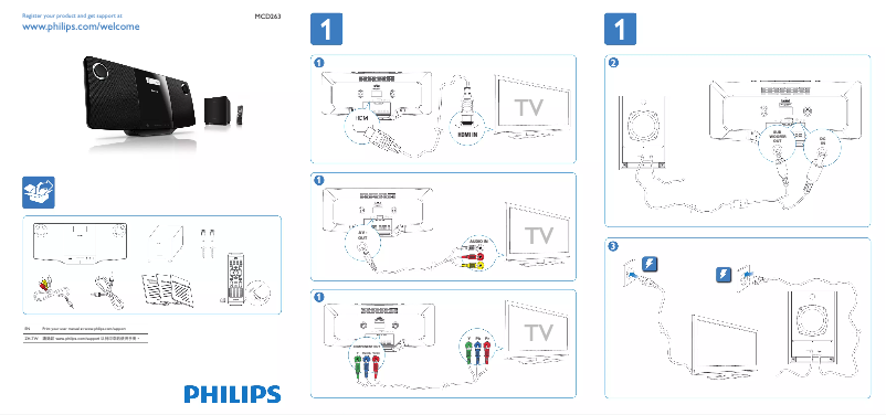 Page 1 de la notice Guide de démarrage rapide Philips MCD263
