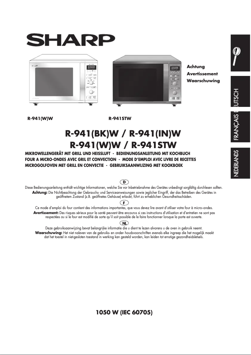 Page 1 de la notice Manuel utilisateur Sharp R941BKW
