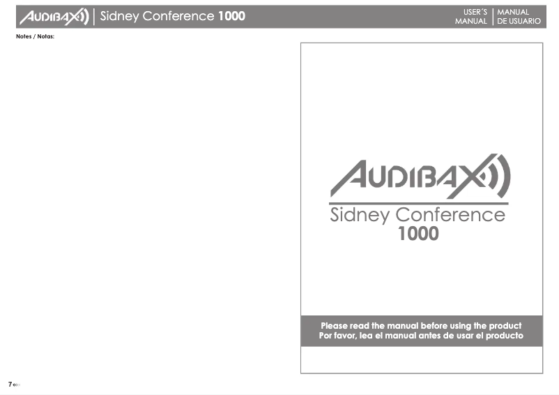 Page n°1 - Manuel utilisateur Audibax Sidney Conference 1000