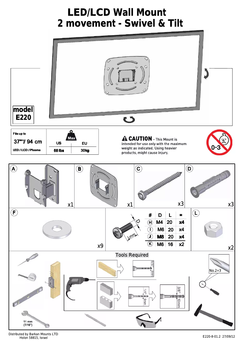 Page n°1 - Manuel utilisateur Barkan E220