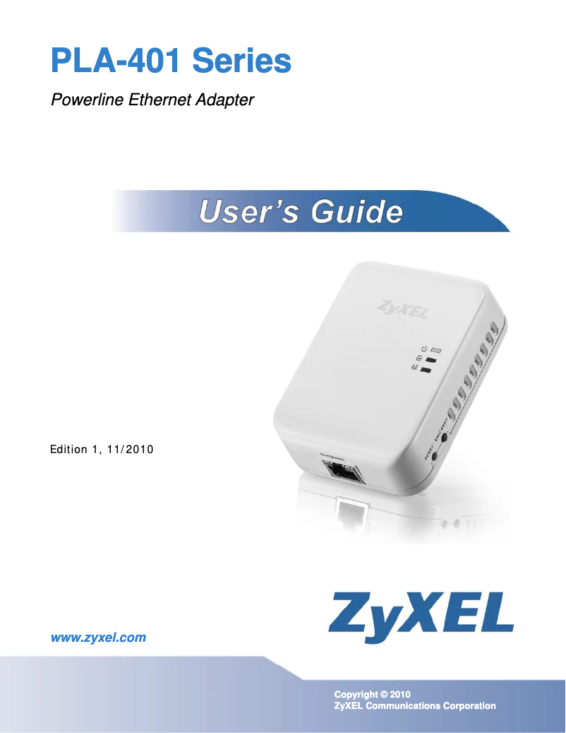Page 1 de la notice Manuel utilisateur ZyXEL PLA-401 V4