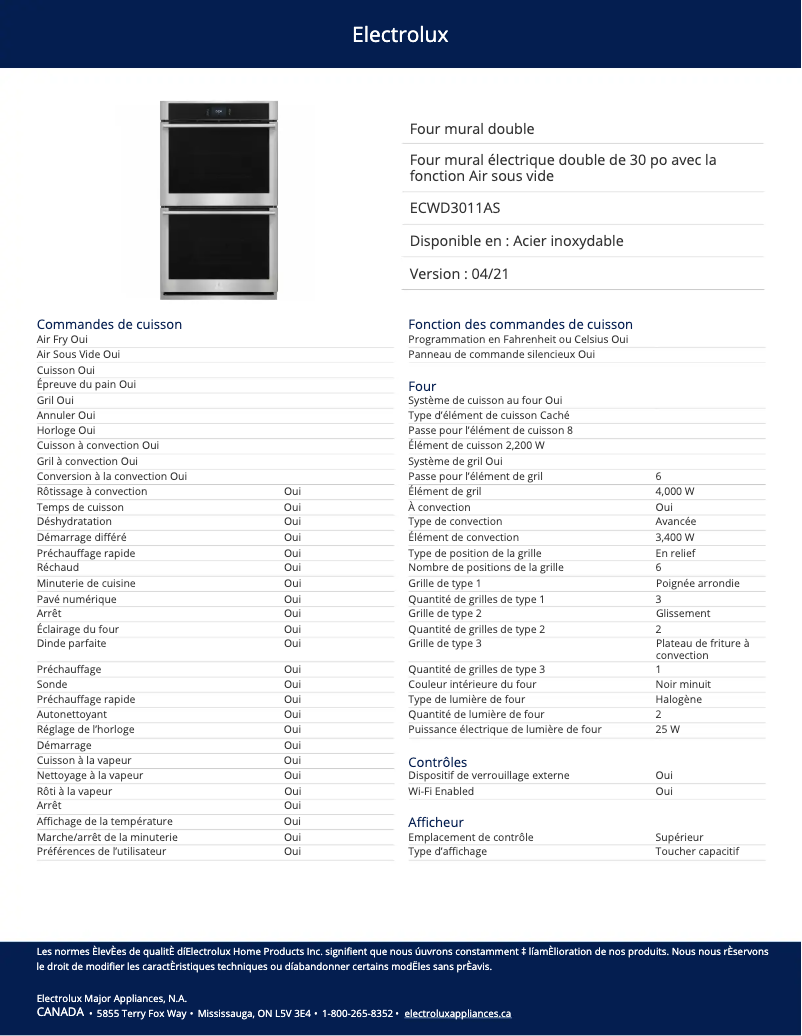 Image de la première page du manuel de l'appareil ECWD3011AS
