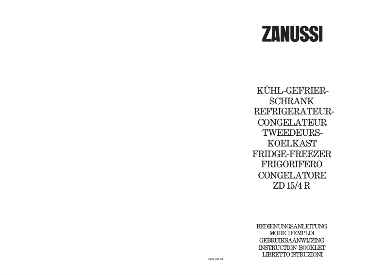 Page n°1 - Manuel utilisateur Zanussi ZFD 15/4