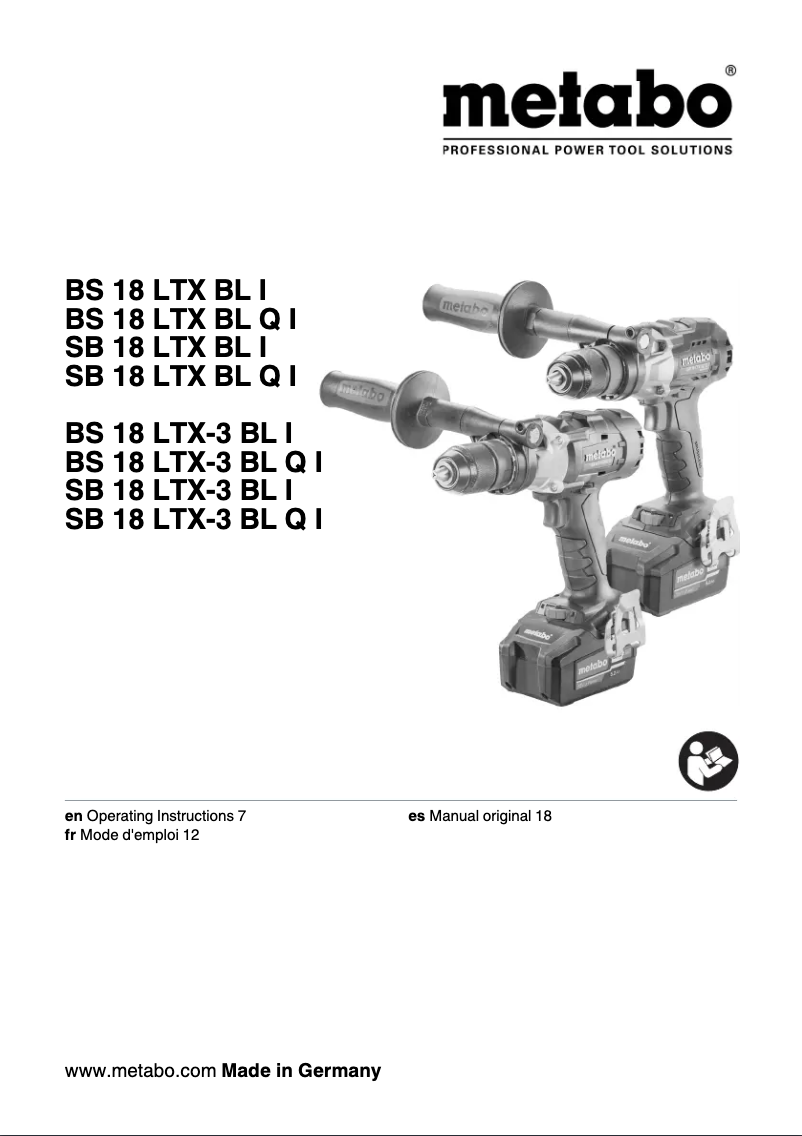 Page 1 of the manual User Manual Metabo SB 18 LTX BL I