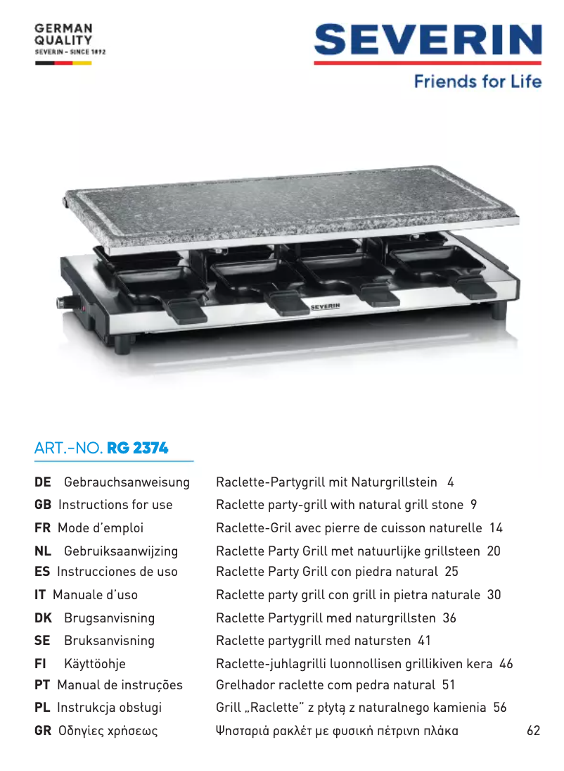 Page n°1 - Manuel utilisateur Severin RG 2374