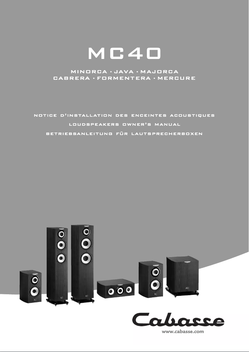 Page 1 de la notice Manuel utilisateur Cabasse Majorca MC40