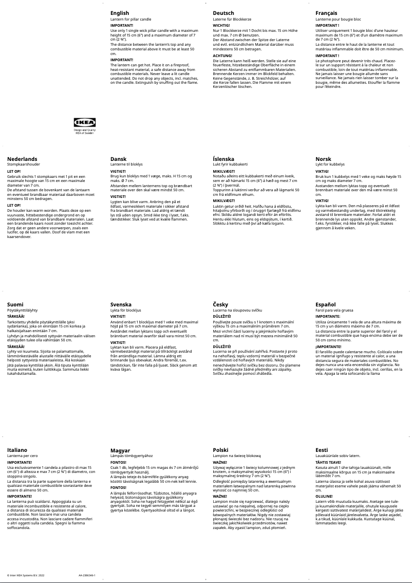 Page 1 de la notice Manuel utilisateur Ikea BORRBY 101.561.09