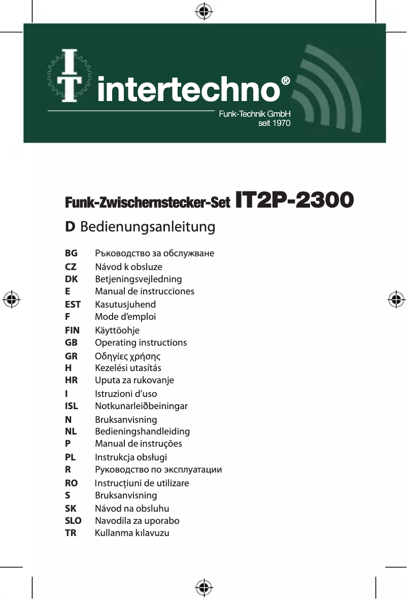 Page 1 de la notice Manuel utilisateur Intertechno IT-K2300