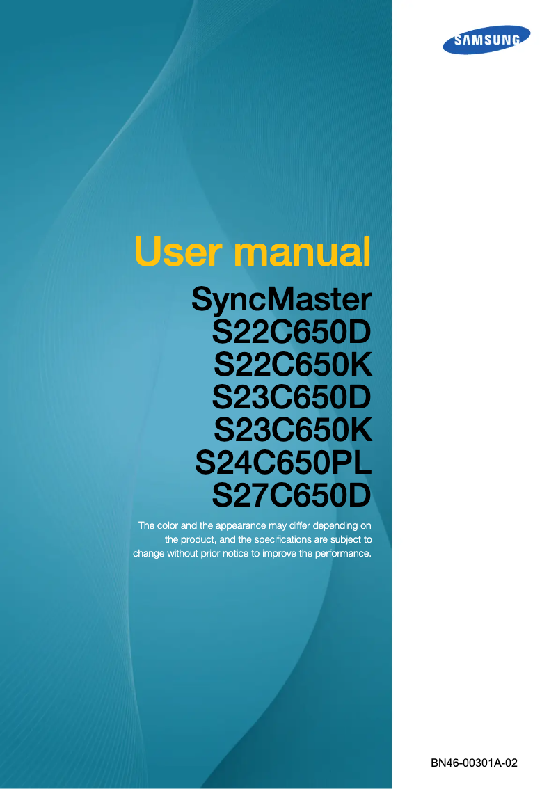 Page 1 de la notice Manuel utilisateur Samsung SyncMaster S24E650PL