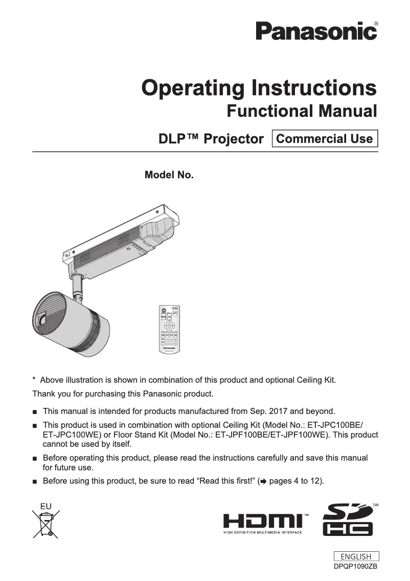 Image de la première page du manuel de l'appareil PT-JW130FBE