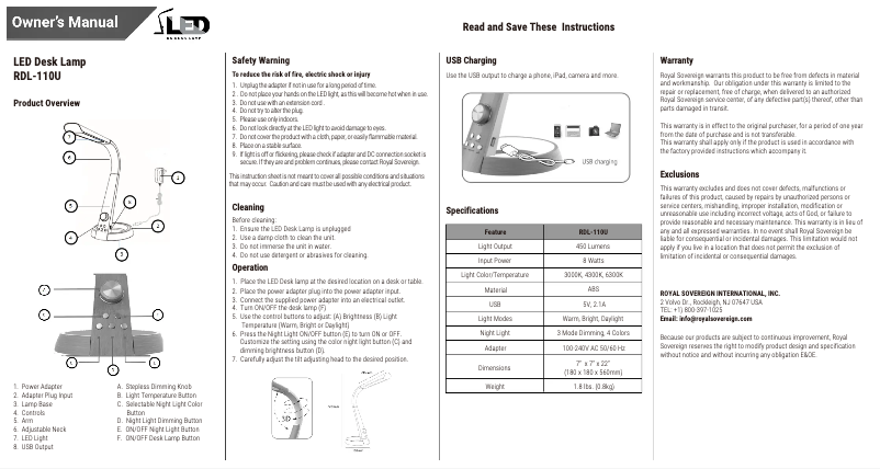 Image de la première page du manuel de l'appareil RDL-110U