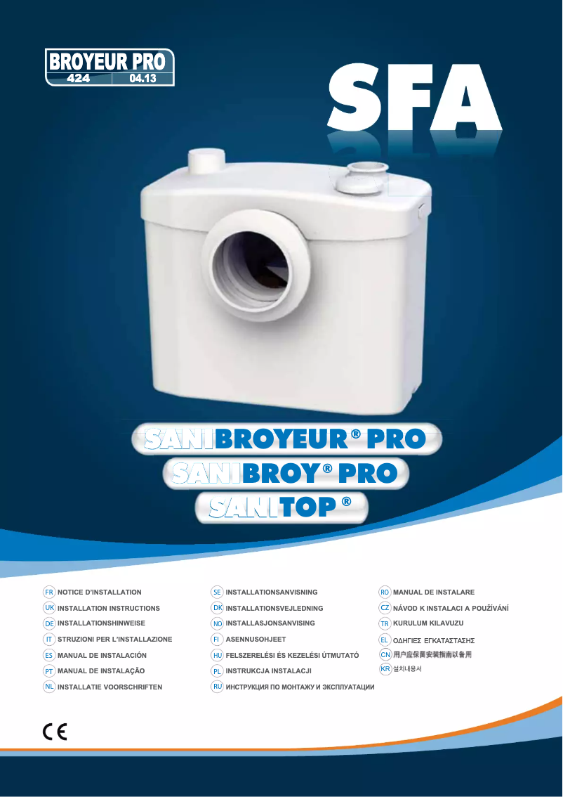 Page 1 de la notice Manuel utilisateur Sanibroyeur Sanibroy PRO Silence