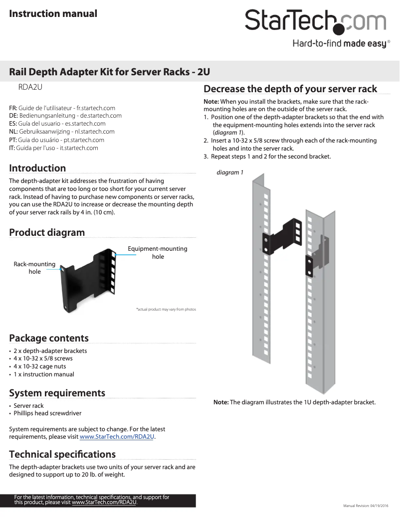 Image de la première page du manuel de l'appareil RDA2U