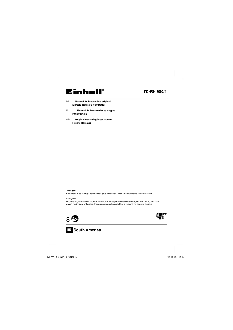 Page n°1 - Manuel utilisateur Einhell TC-RH 900/1