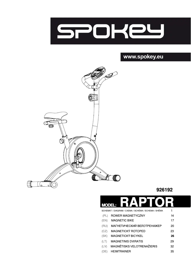 Image de la première page du manuel de l'appareil Raptor