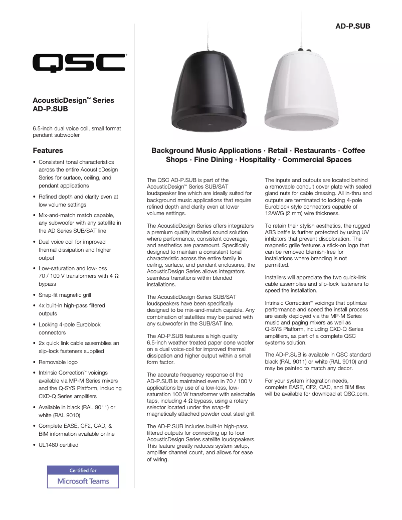 Imagen de la primera página del manual del dispositivo AD-P.SUB