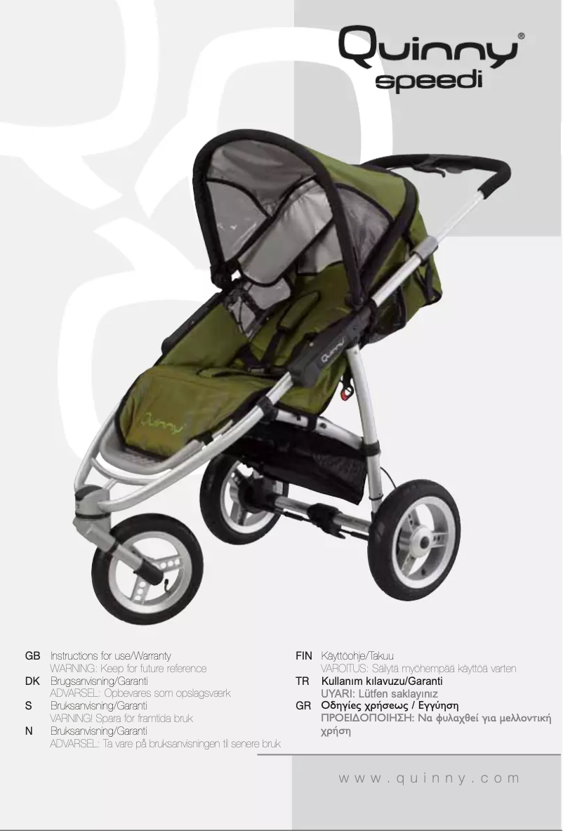 Page 1 de la notice Manuel utilisateur Quinny Speedi Pack