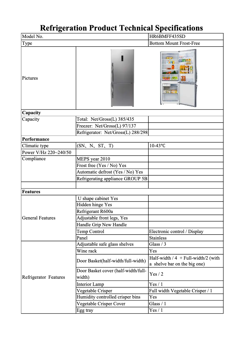 Image de la première page du manuel de l'appareil HR6BMFF435SD