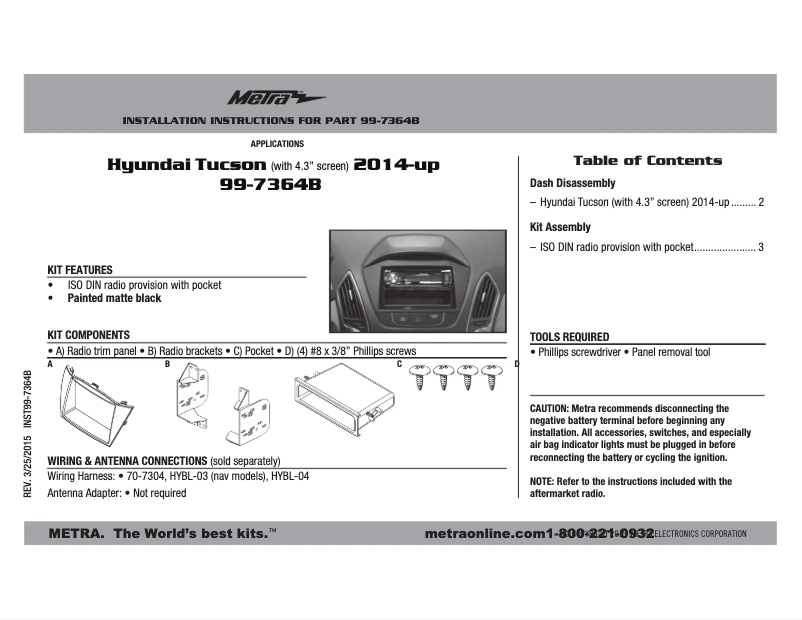 Page n°1 - Mode d'emploi Metra 99-7364B