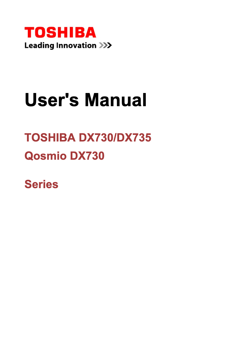 Page n°1 - Manuel utilisateur Toshiba DX735