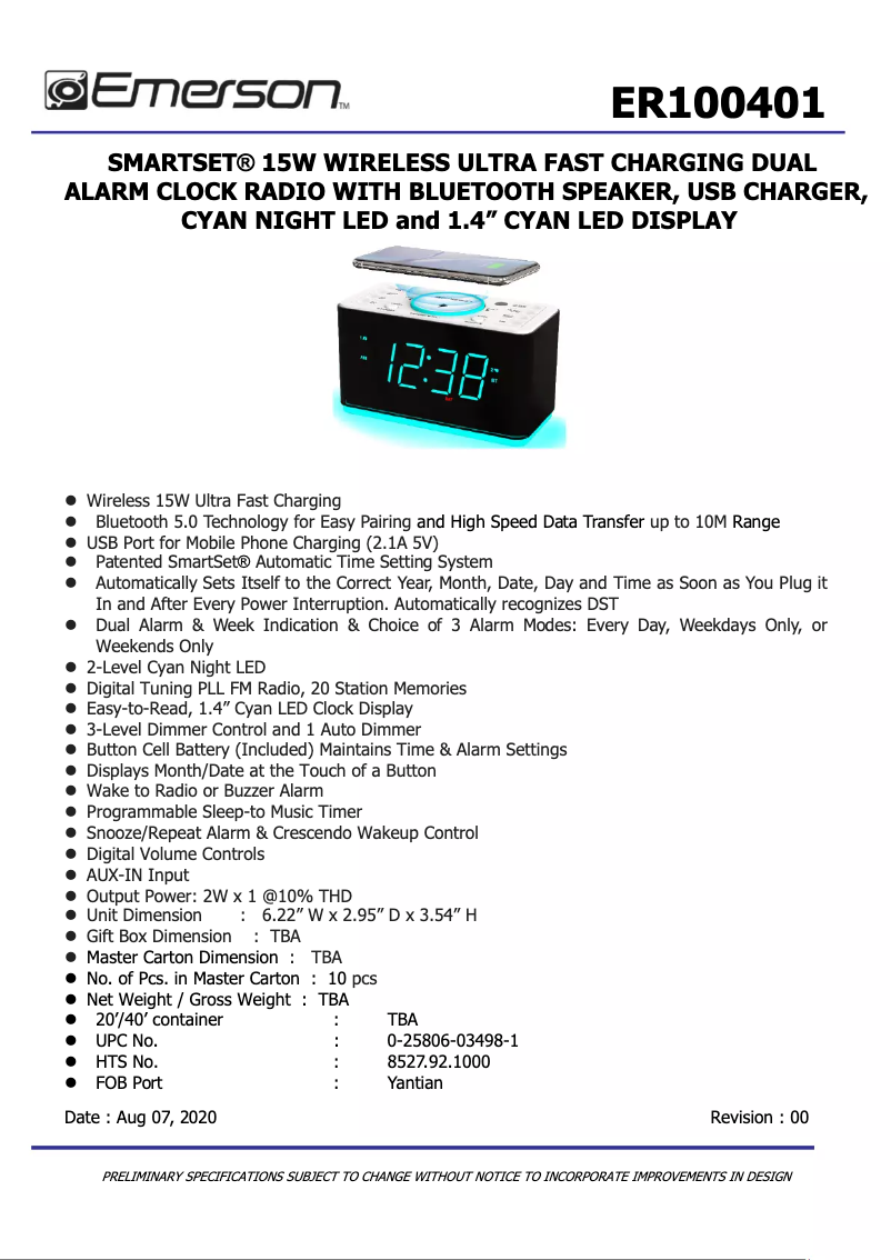 Page n°1 - Fiche technique Emerson ER100401