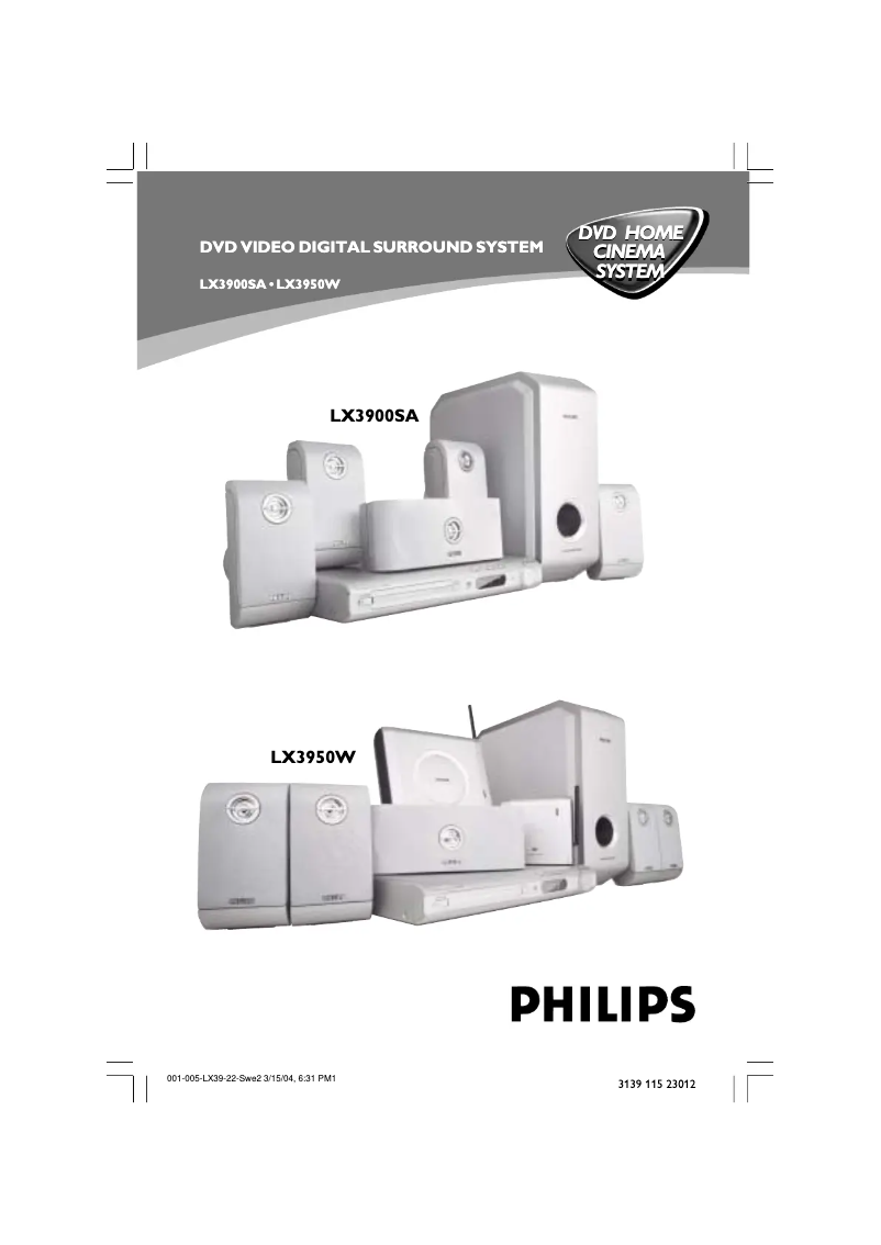 Page n°1 - Manuel utilisateur Philips LX3900SA