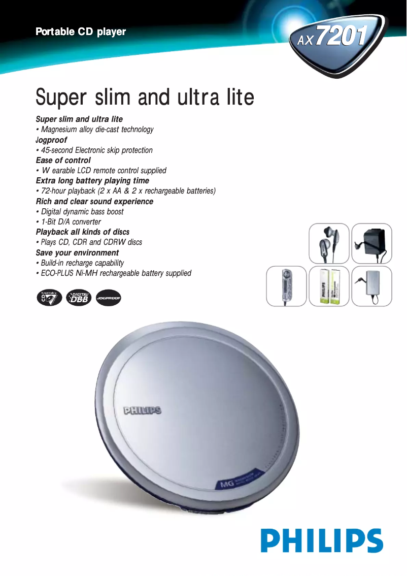 Page 1 de la notice Brochure Philips AX7201