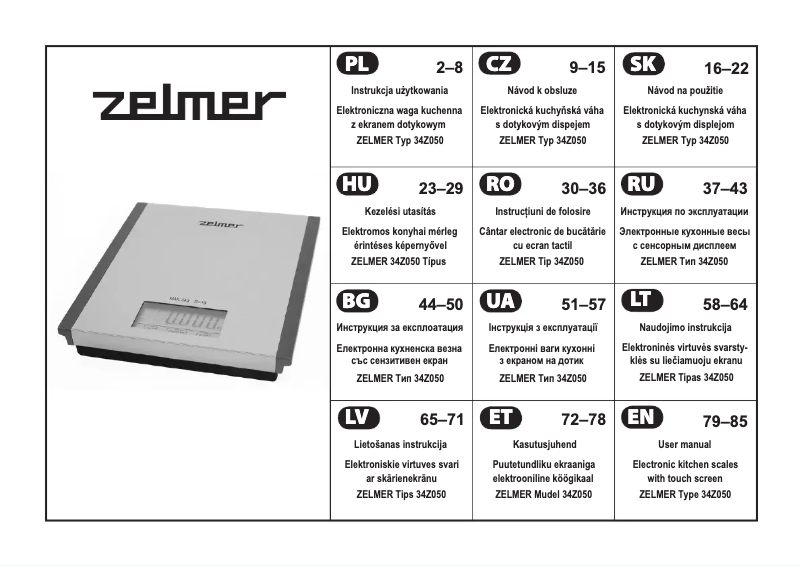 Page n°1 - Manuel utilisateur Zelmer 34Z050