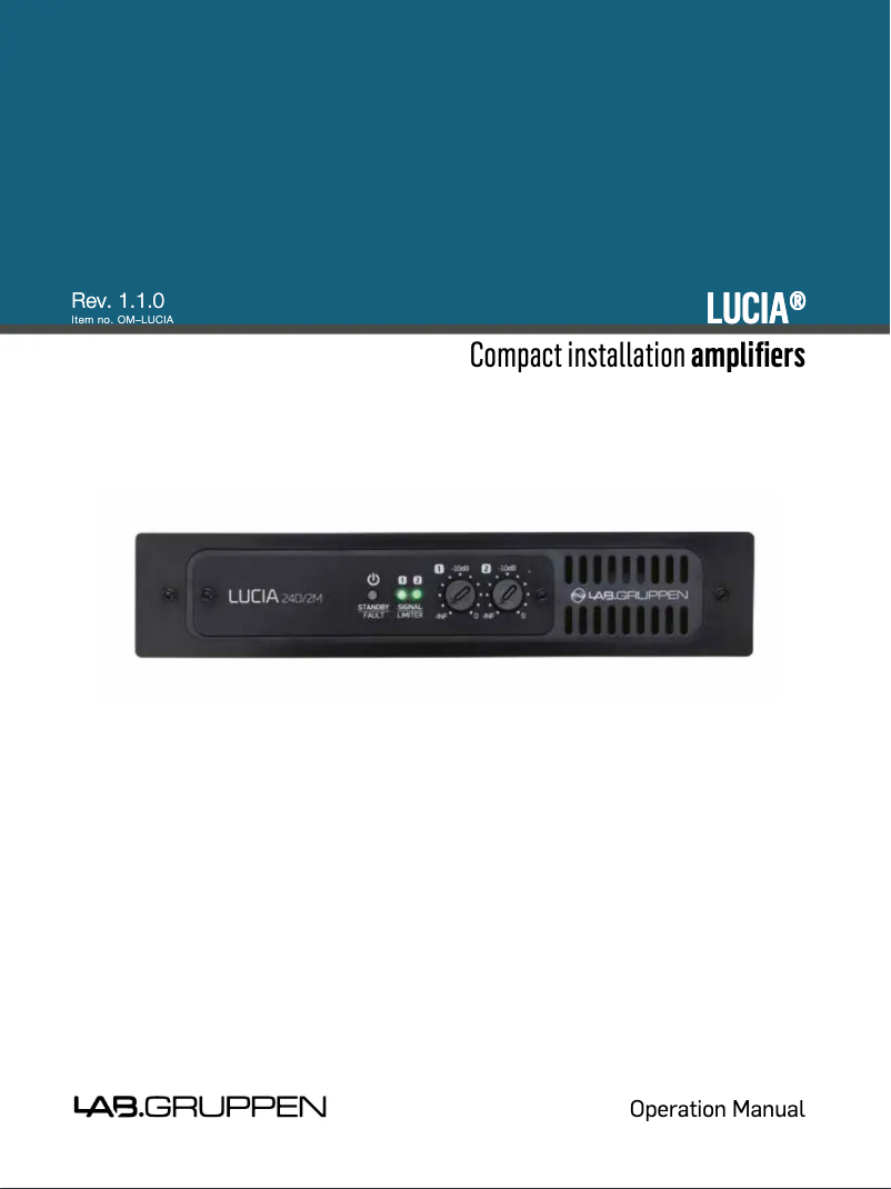 Image de la première page du manuel de l'appareil LUCIA 240/2