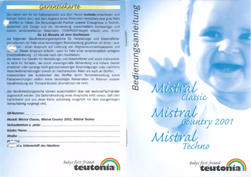Page n°1 - Manuel utilisateur Teutonia Mistral Country (2001)