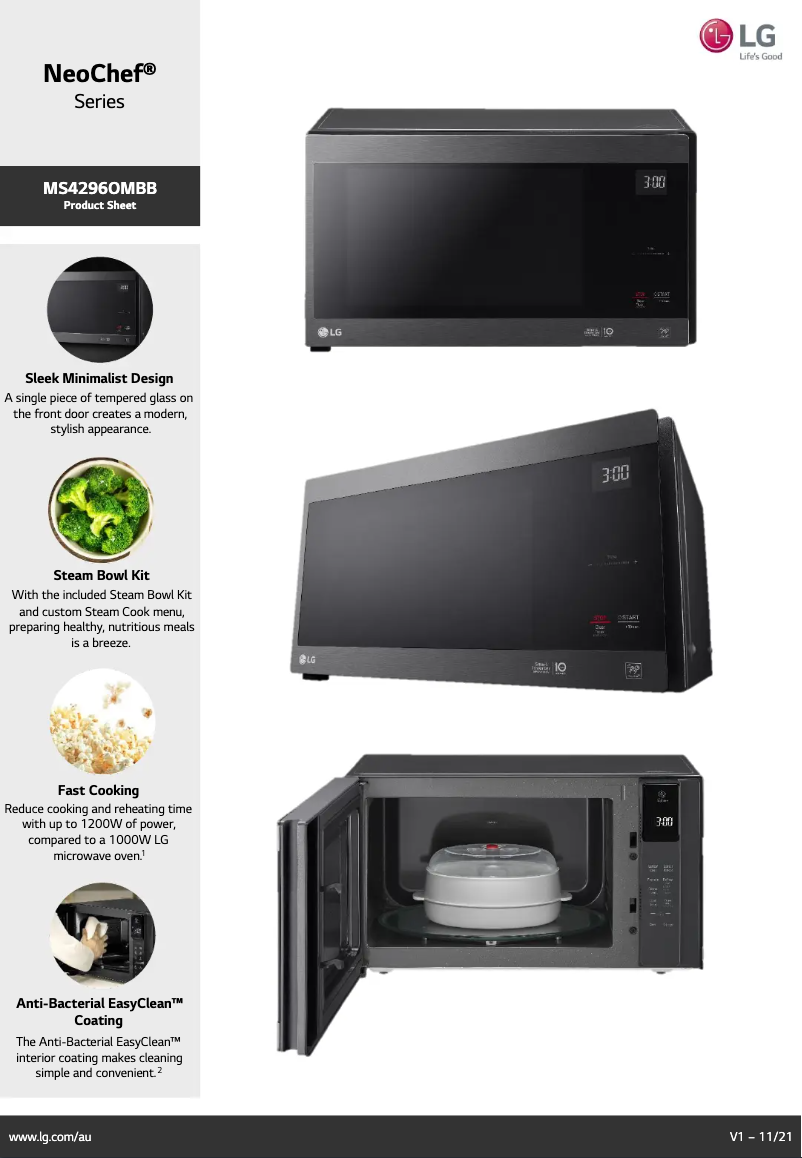 Page 1 de la notice Fiche technique LG MS4296OMBB