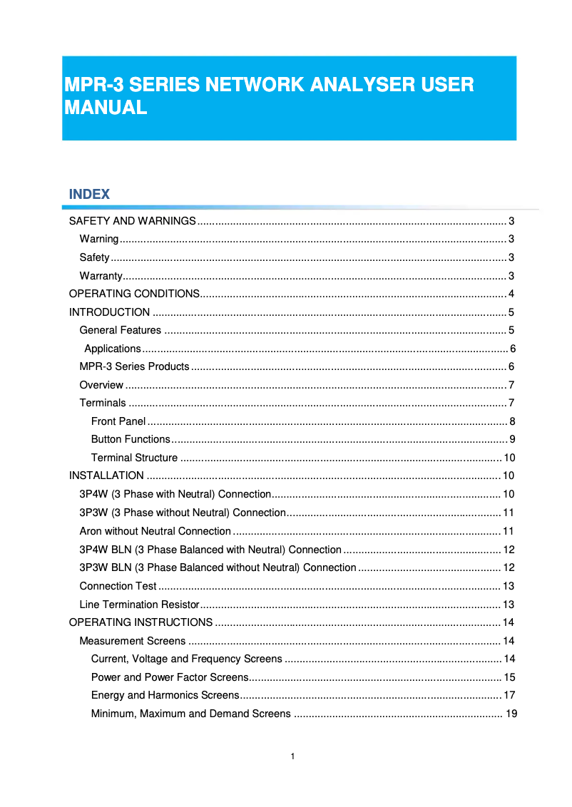 Image de la première page du manuel de l'appareil MPR-3