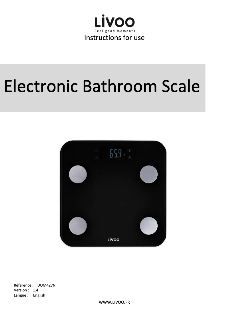 Page n°1 - Manuel utilisateur Livoo DOM427