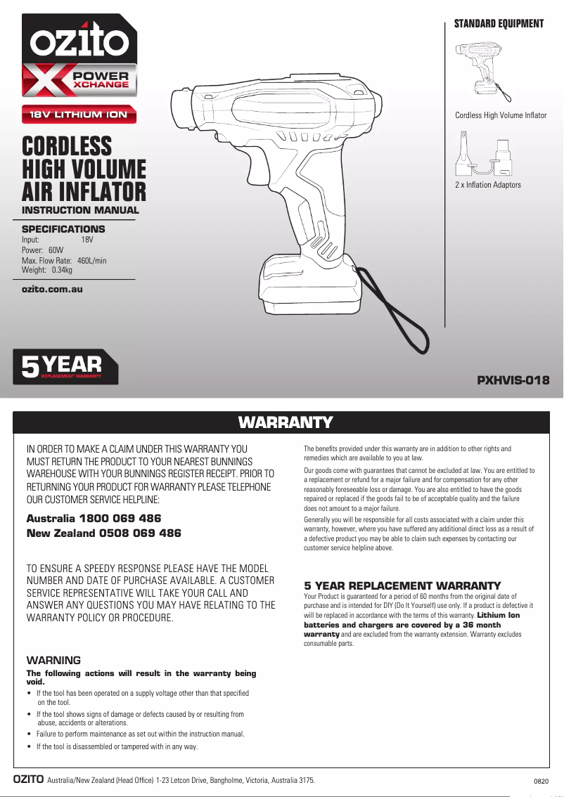 Image de la première page du manuel de l'appareil PXHVIS-018