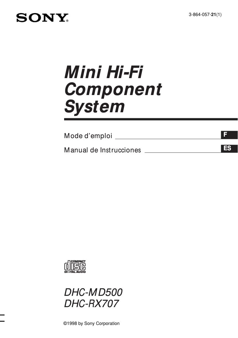 Page 1 de la notice Manuel utilisateur Sony DHC-RX707