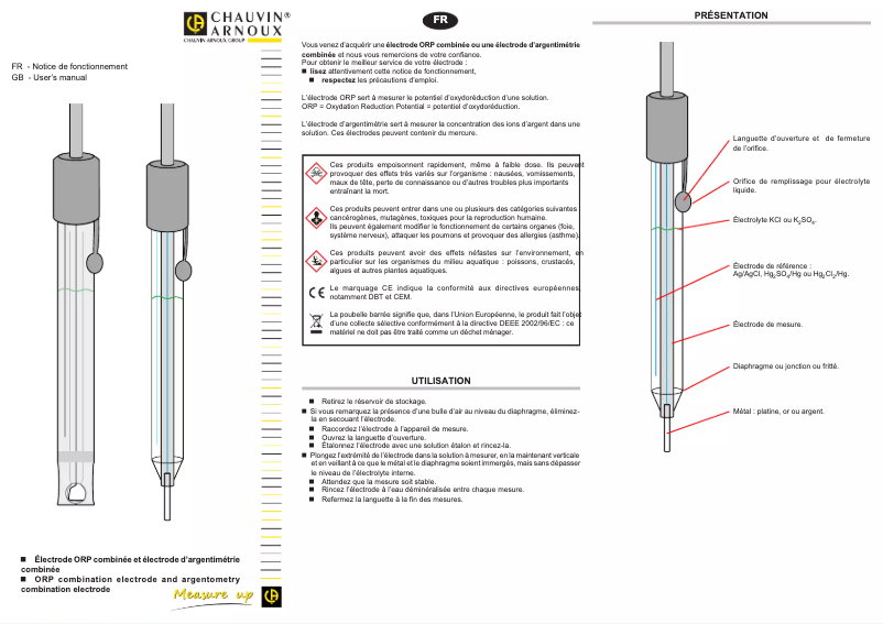Page 1 de la notice Manuel utilisateur Chauvin Arnoux XRPT1