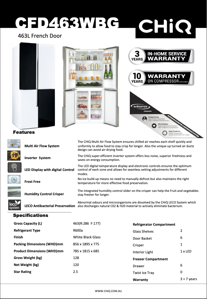Imagen de la primera página del manual del dispositivo CFD463WBG