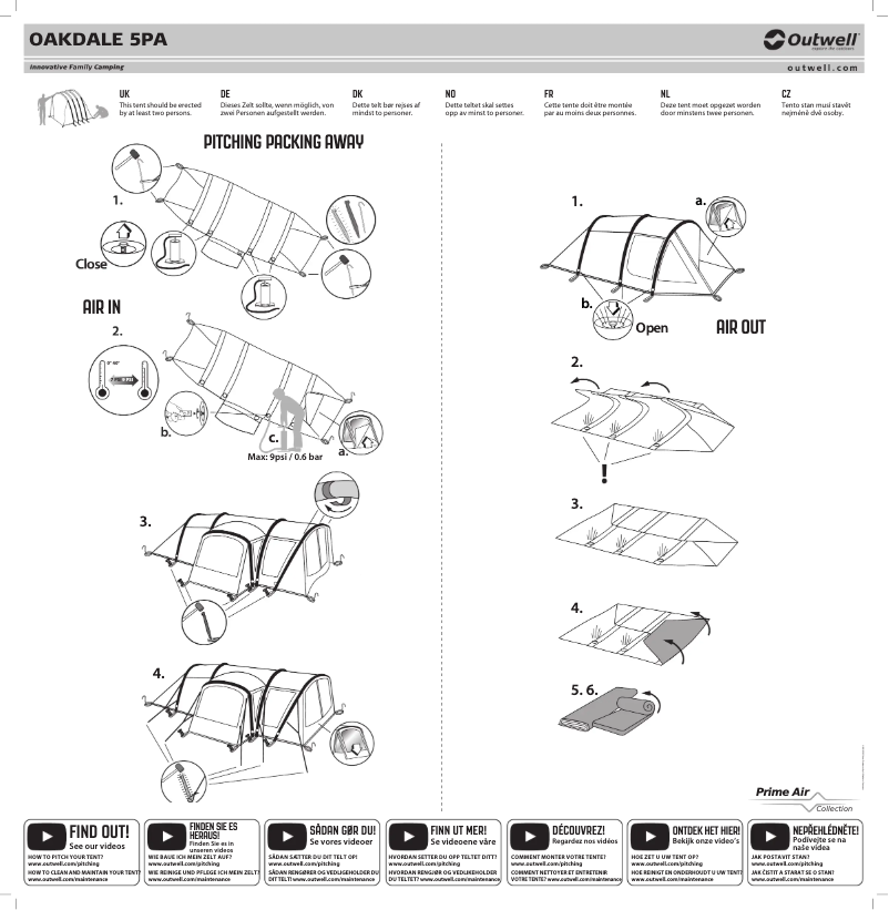 Page 1 de la notice Manuel utilisateur Outwell Oakdale 5PA