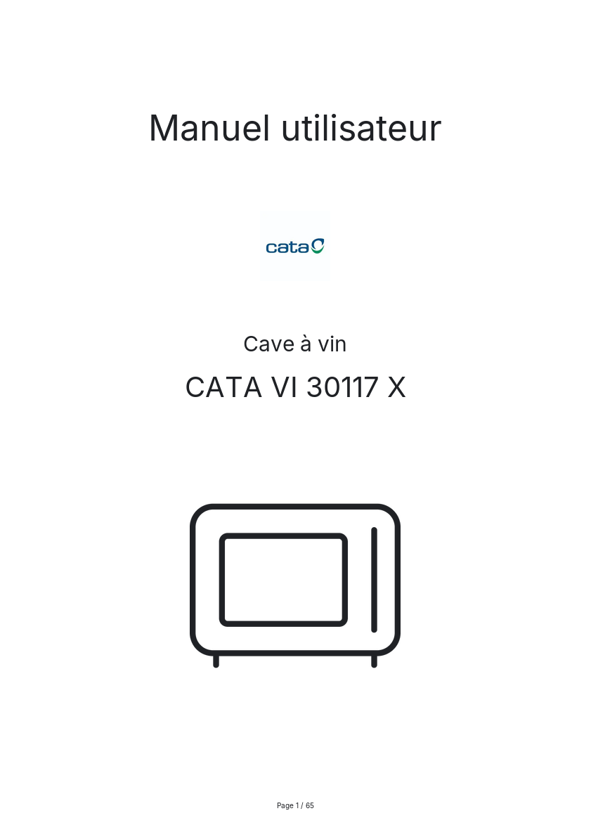Page n°1 - Manuel utilisateur CATA VI 30117 X