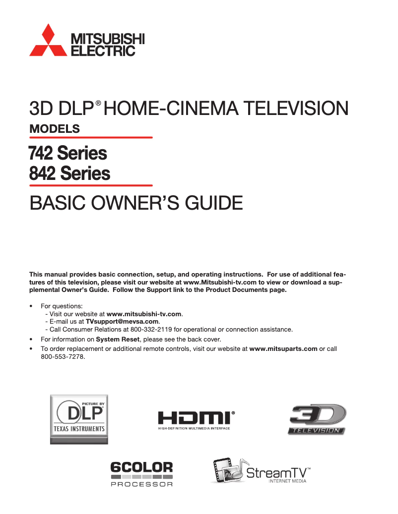 Page 1 de la notice Manuel utilisateur Mitsubishi WD-82742