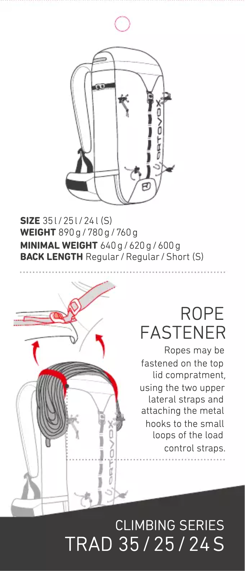 Page 1 de la notice Manuel utilisateur Ortovox Trad 35