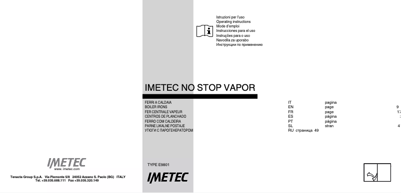 Page 1 de la notice Manuel utilisateur Imetec E9801