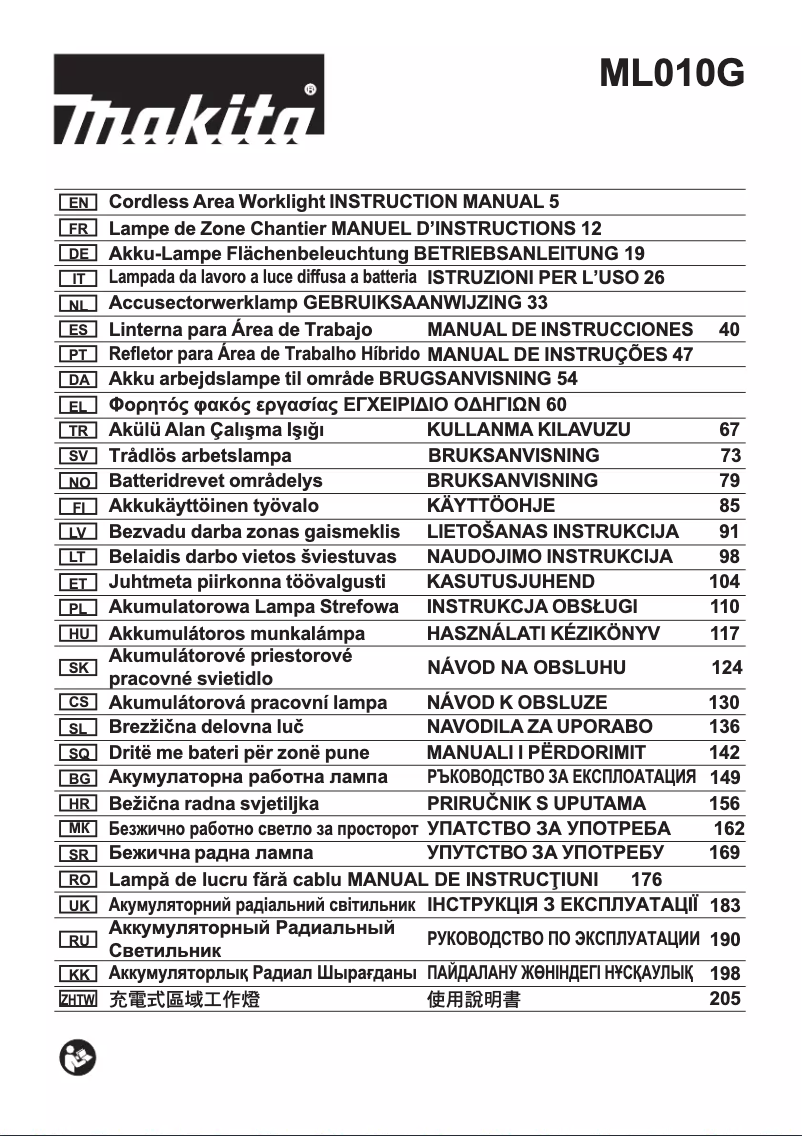 Page 1 de la notice Manuel utilisateur Makita ML010G